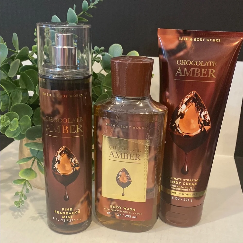 Bath & Body Works “Chocolate Amber” New 3- Pc Set